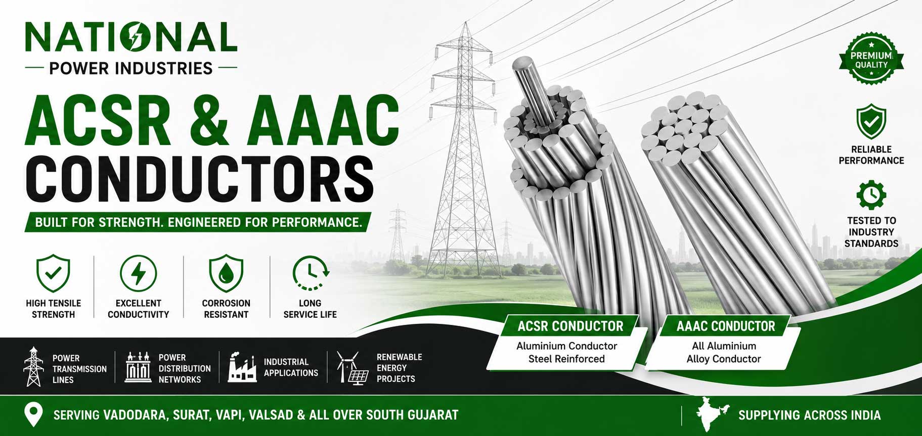 ACSR Conductor and AAAC Conductor ACSR Conductor and AAAC Conductor Manufacturer in Vadodara, Surat, Vapi, Valsad