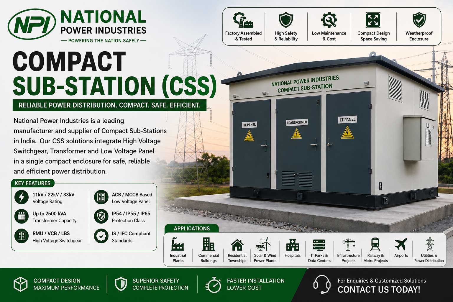 Compact Sub-Station (CSS) | National Power Industries Compact Sub-Station (CSS) Suppliers in Vadodara, Surat, Vapi, Valsad