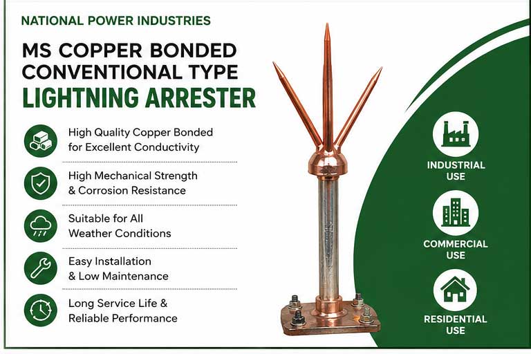 MS Copper Bonded Conventional Type Lightning Arreste in Surat