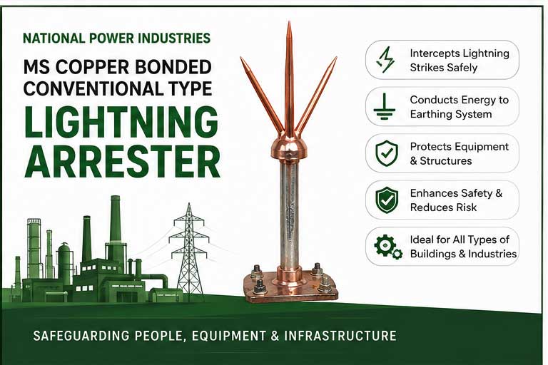 MS Copper Bonded Conventional Type Lightning Arreste In Vapi
