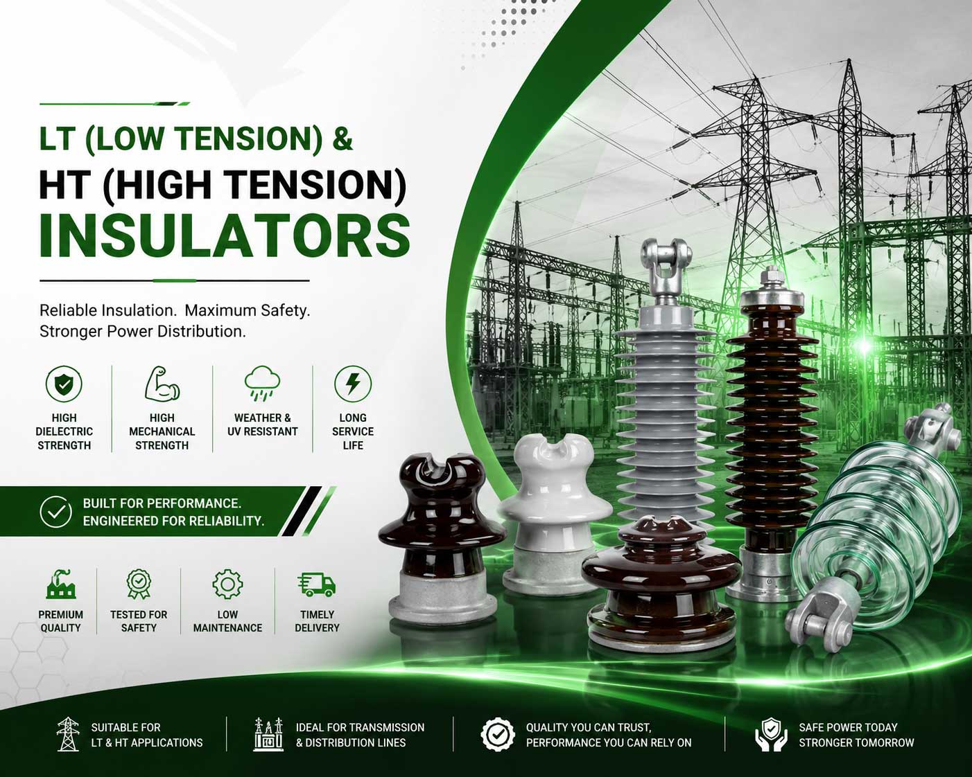 LT (Low Tension) Insulators and HT (High Tension) Insulators Manufacturer in Vadodara, Surat, Vapi, Valsad